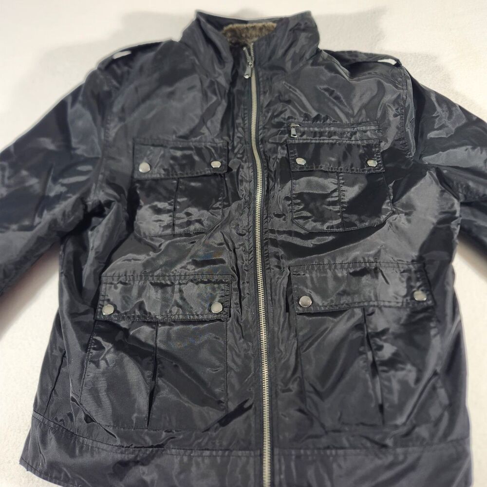 EXPRESS Mens Full Zip Casual Jacket Faux Fur Vest Liner Size L Black